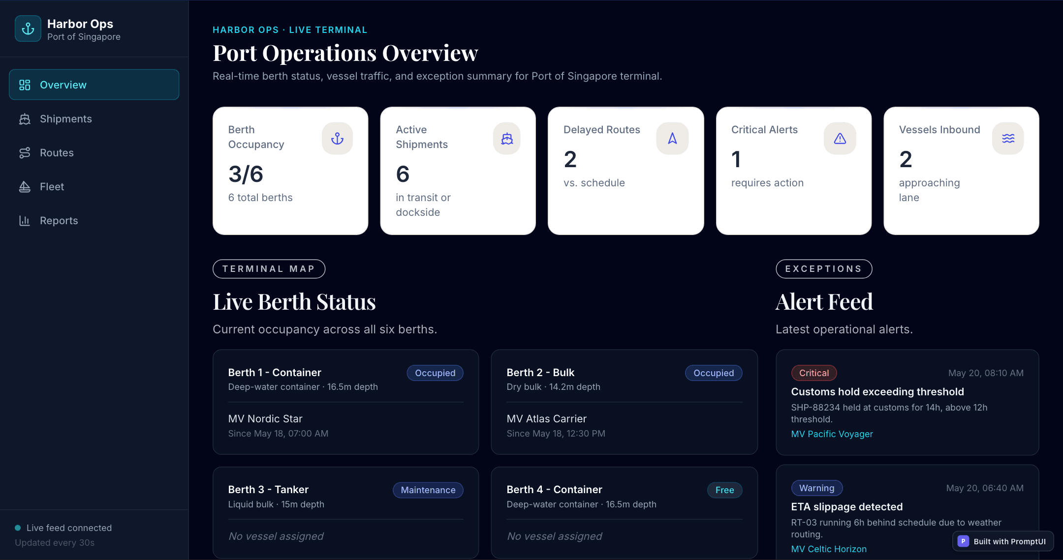 Harbor Ops — built with PromptUI