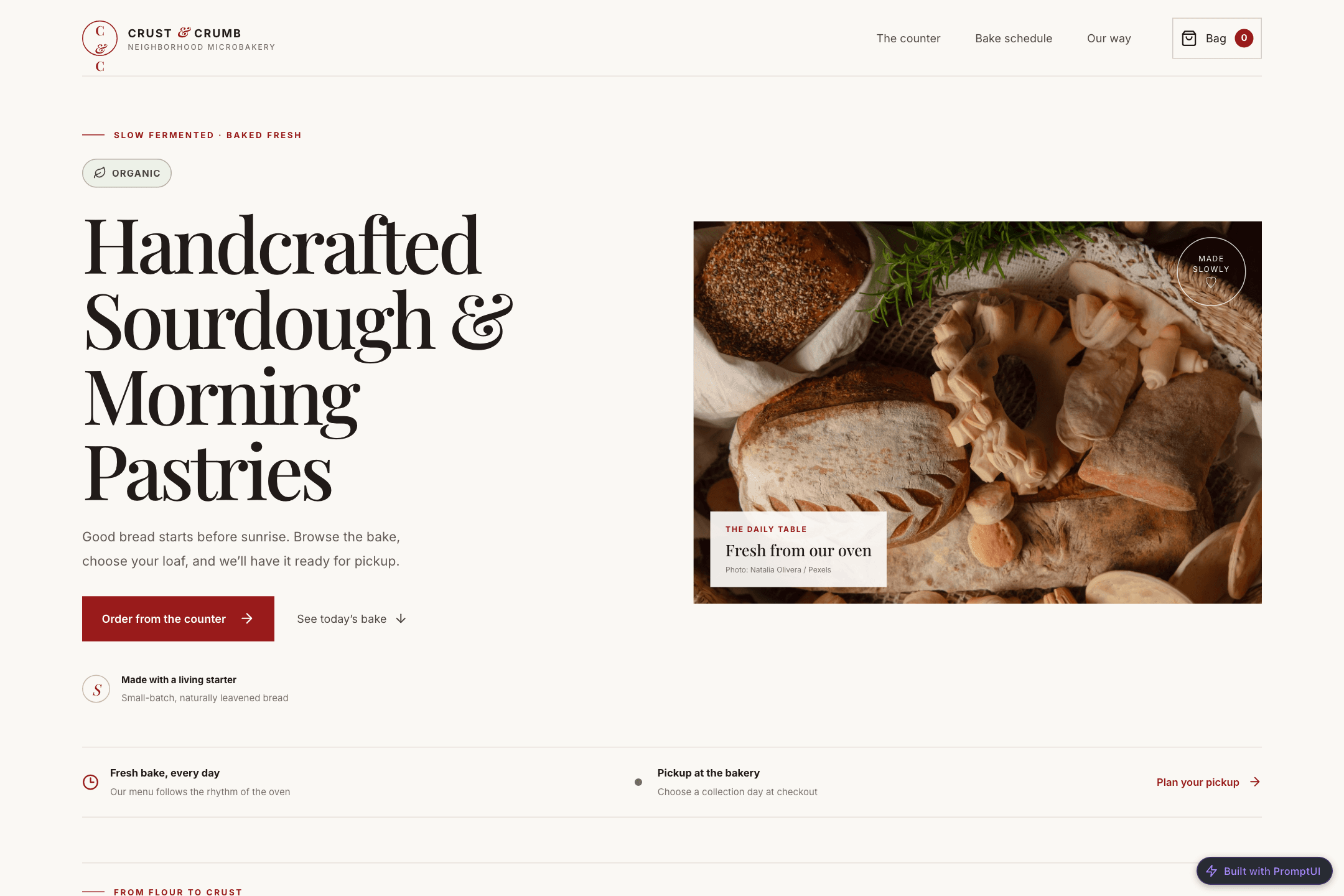 Crust & Crumb — built with PromptUI
