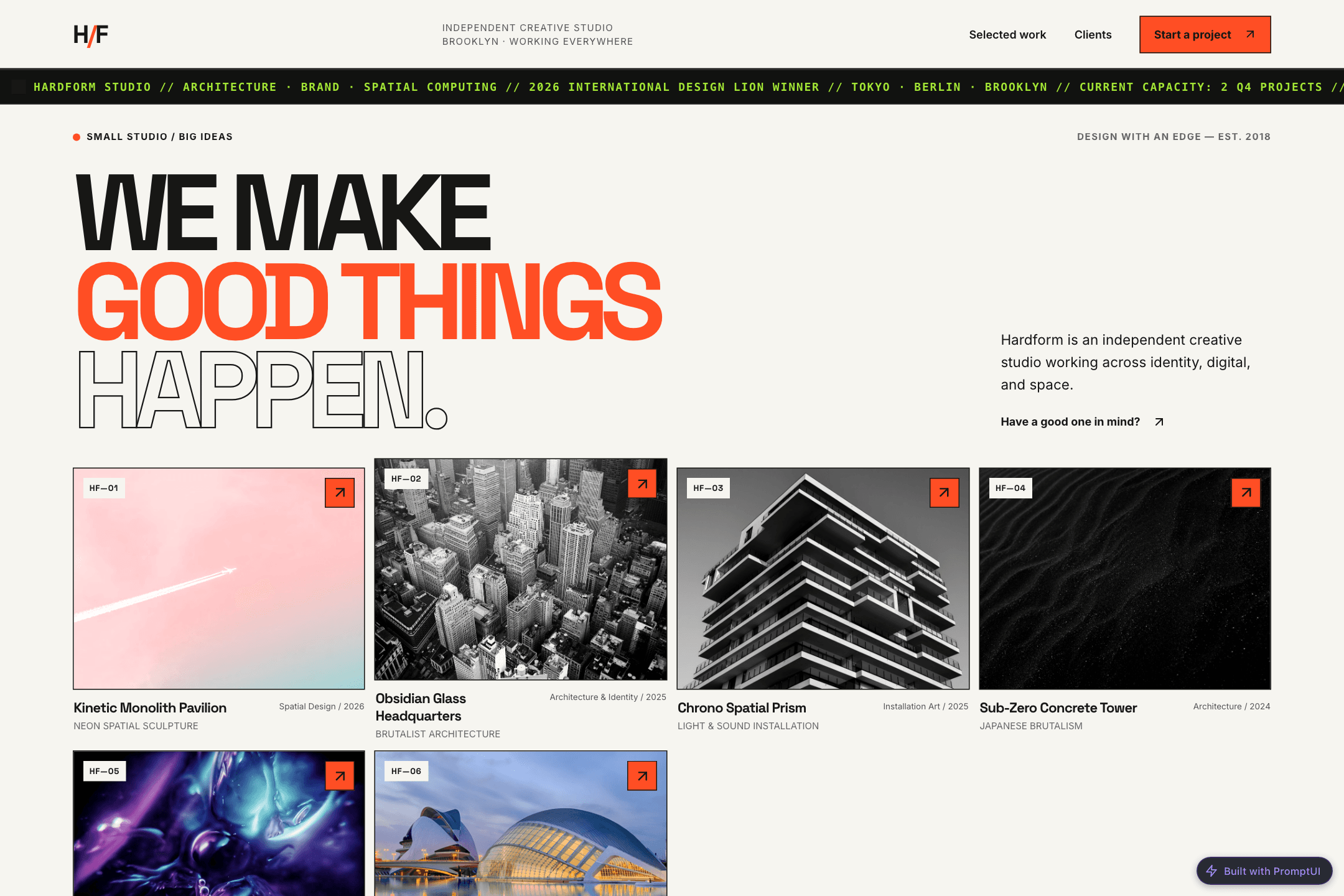 Hardform Studio — built with PromptUI