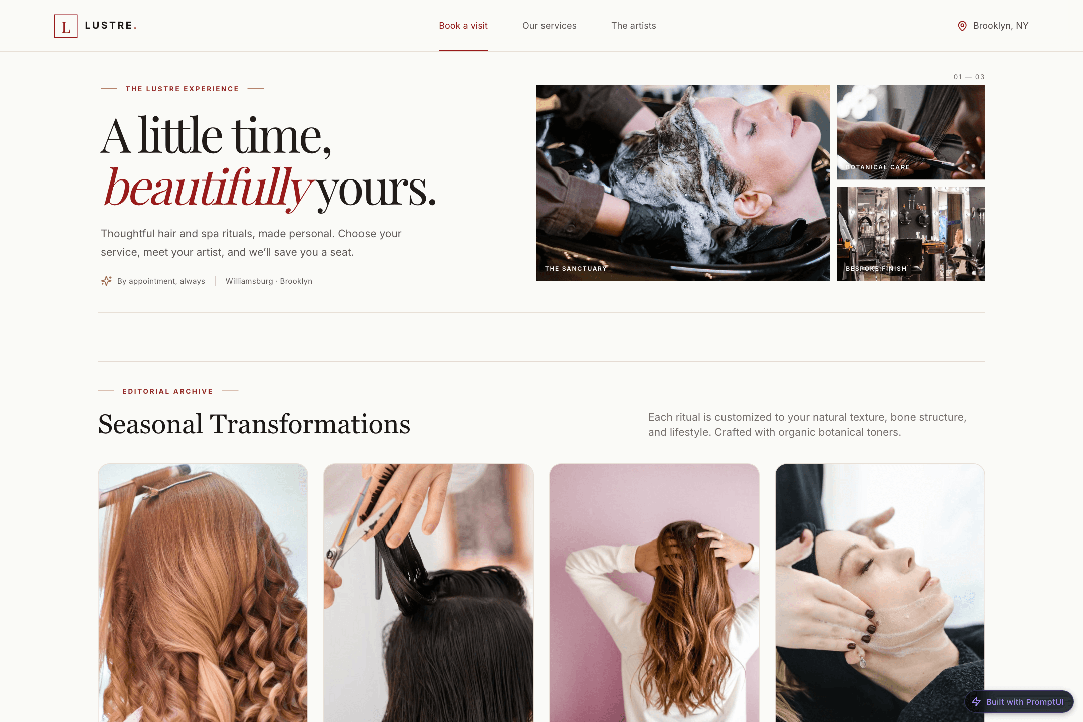 Lustre Salon — built with PromptUI