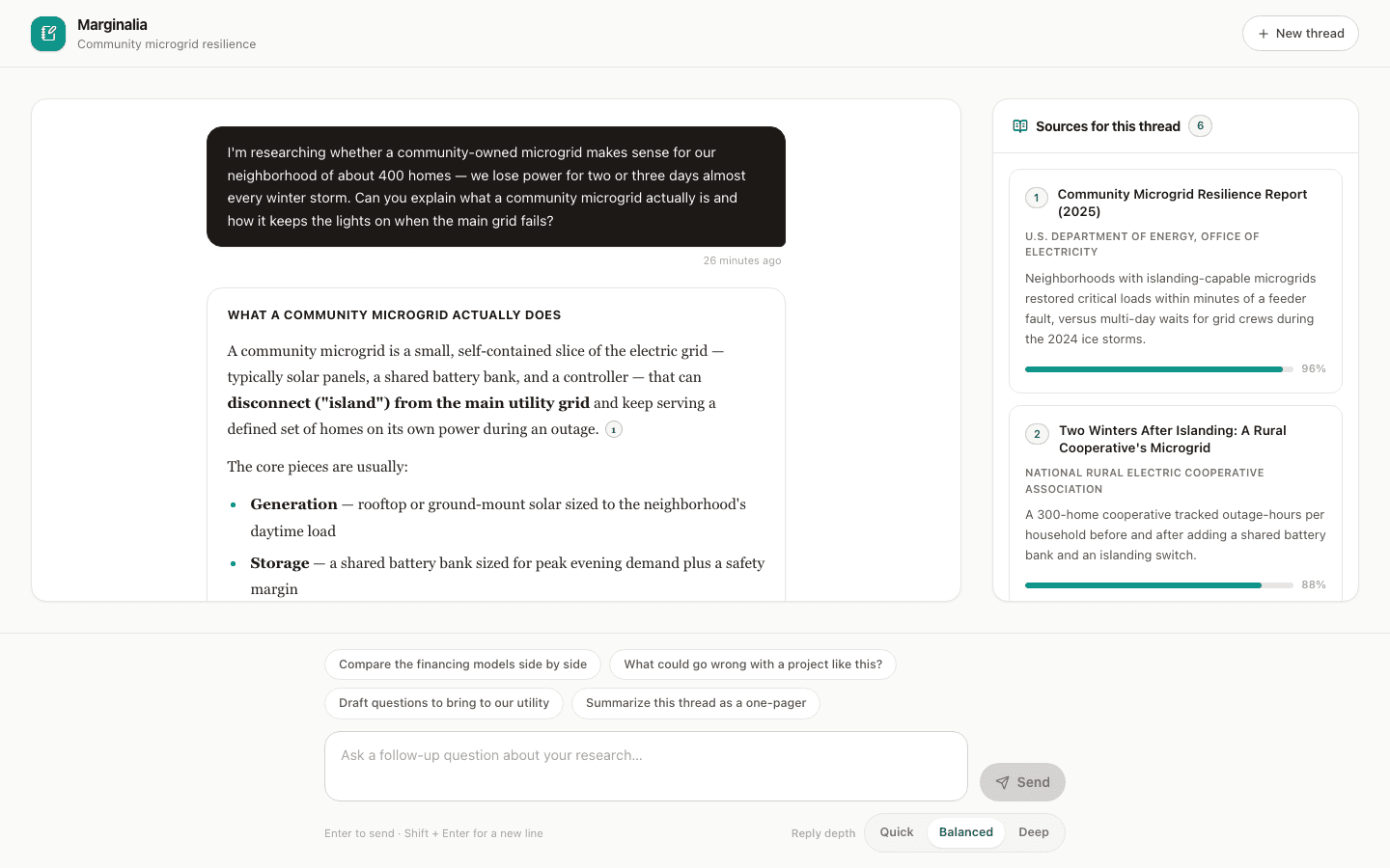 Research Assistant template preview built with PromptUI
