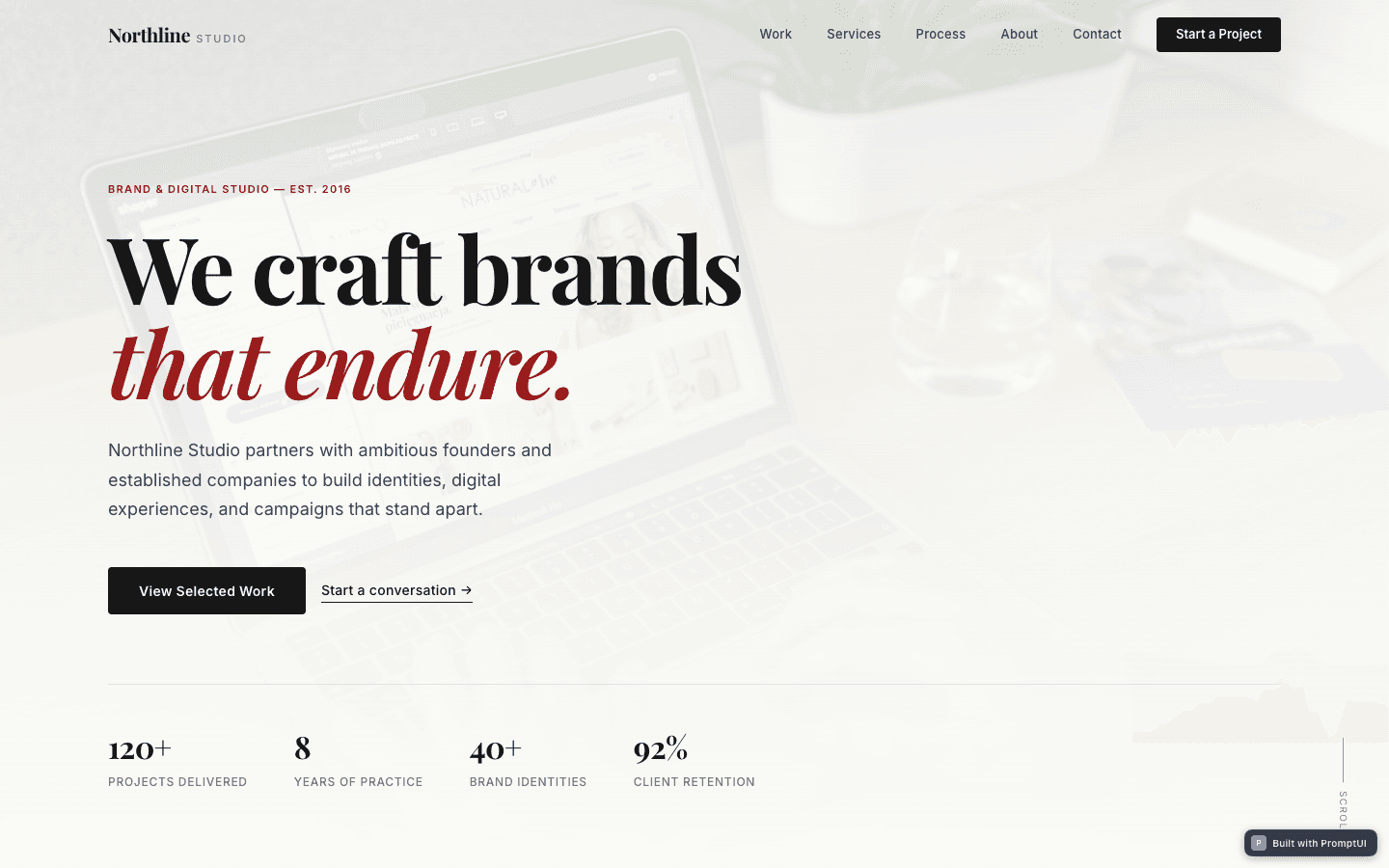 Northline Studio — Portfolio built with PromptUI