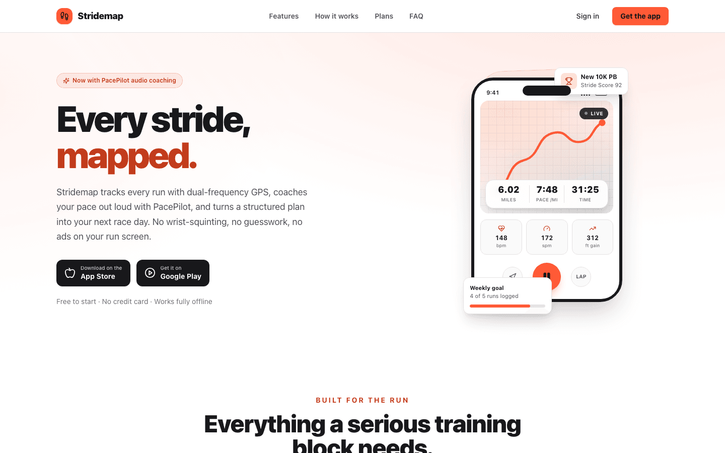 Fitness App Landing Page template preview built with PromptUI