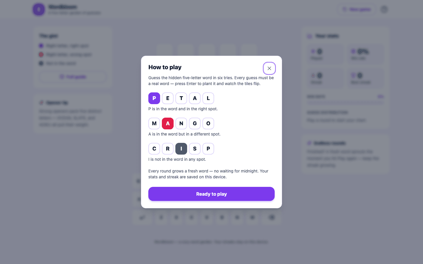 Word Guessing Game template preview built with PromptUI