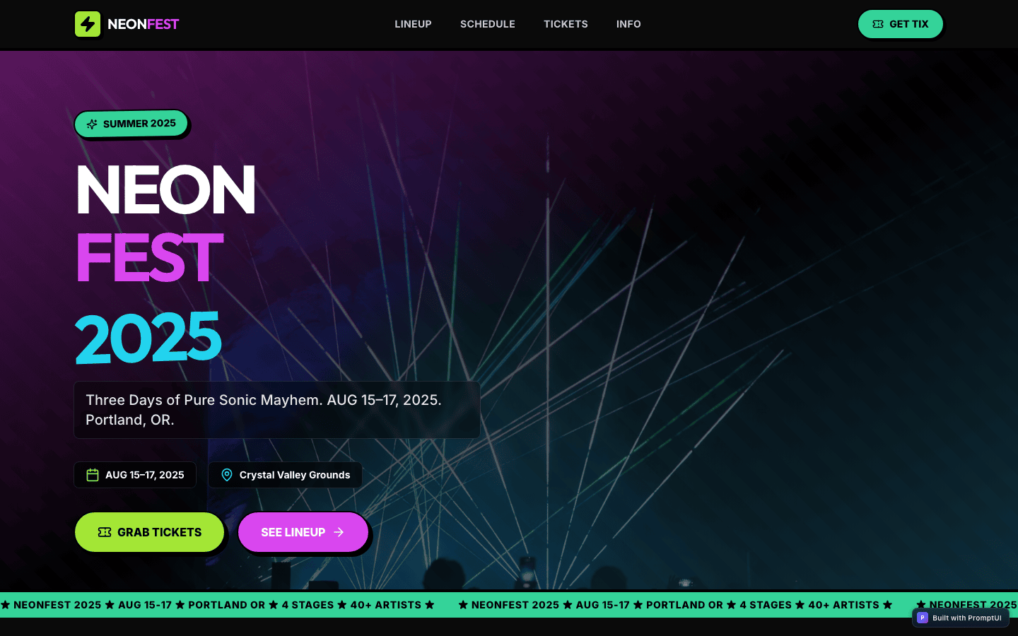 Maximalism example app generated by PromptUI